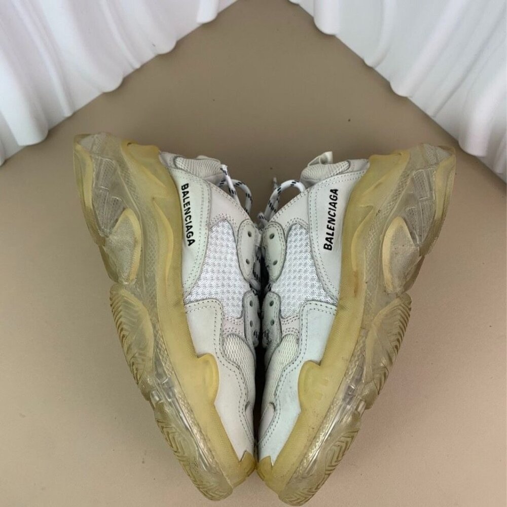 Balenciaga Triple S Womens Sneakers White Mesh & Leather Chunky Sole - Picture 7 of 8